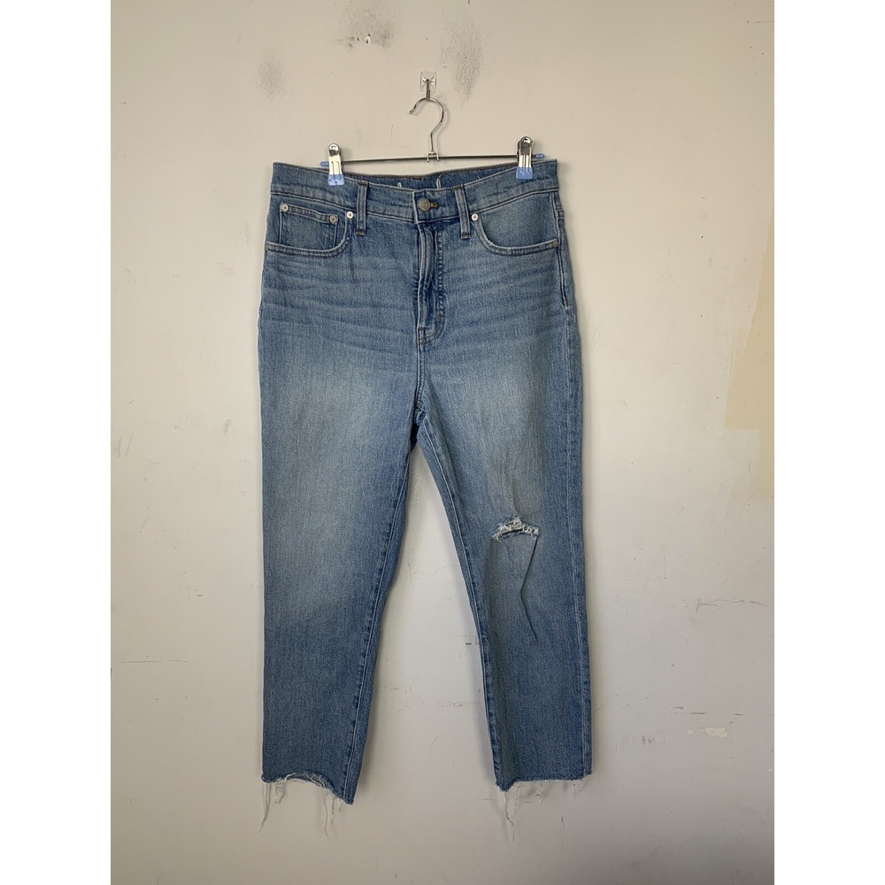 Madewell Womens Jeans 29 Perfect Vintage Jean Light Wash High Rise Raw Hem Blue